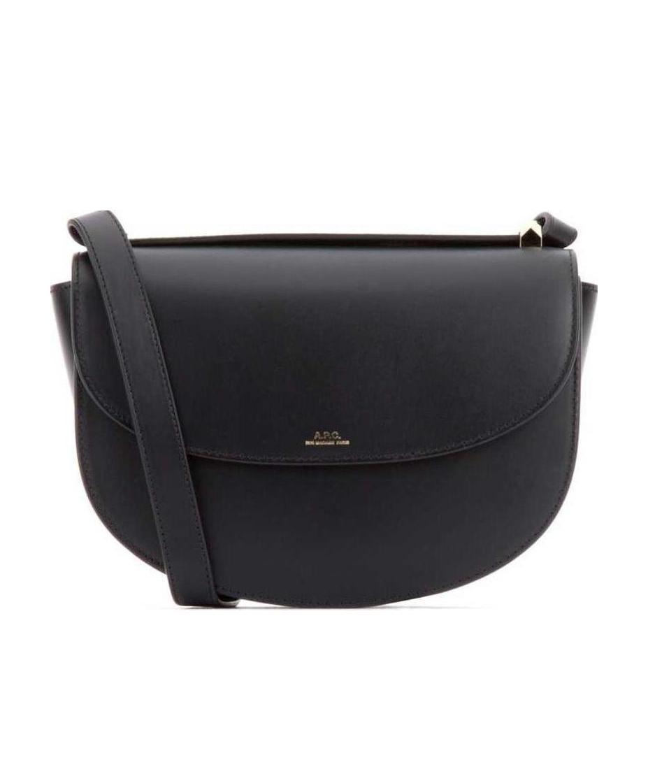 Apc Black Leather Demi Lune Shoulder Bag In Black