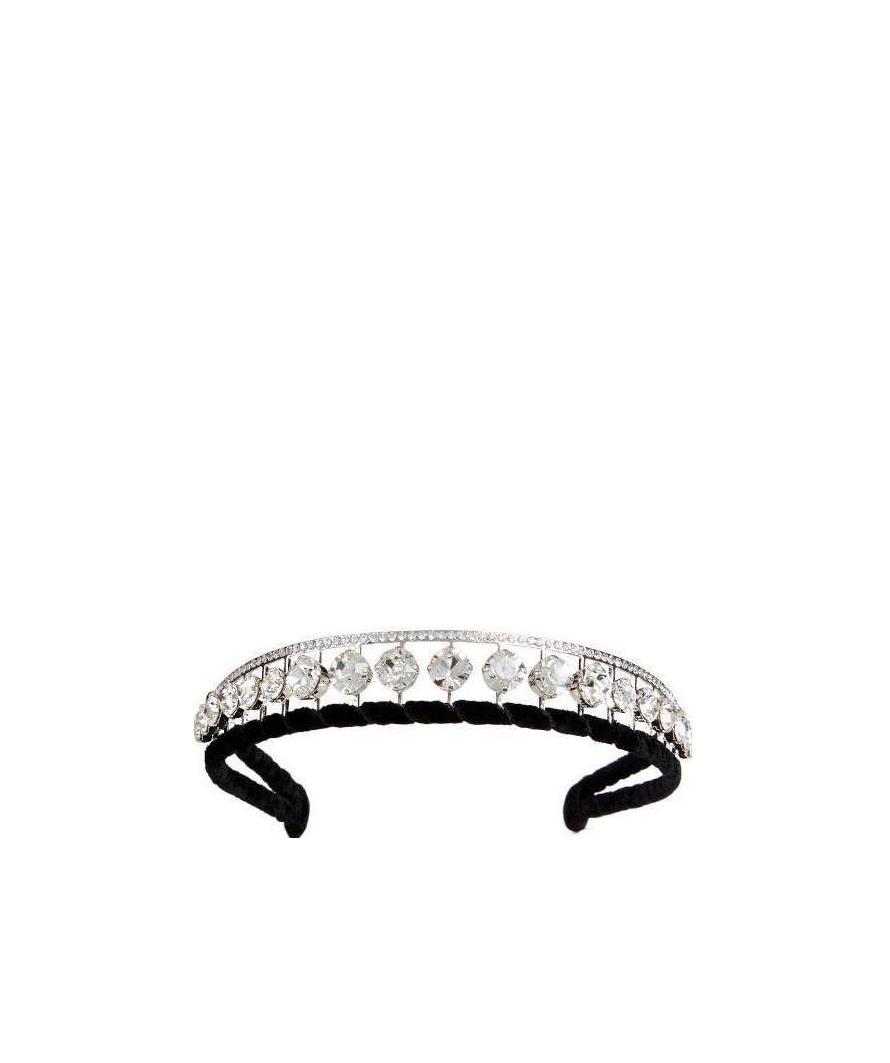 Roger Vivier Rv Strass Velvet Headband In Black, Silver
