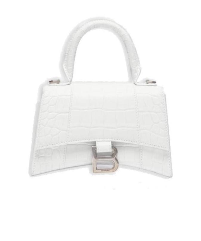 Balenciaga Borsetta Hourglass Xs Con Lavorazione Coccodrillo Da Donna In Bianco In White