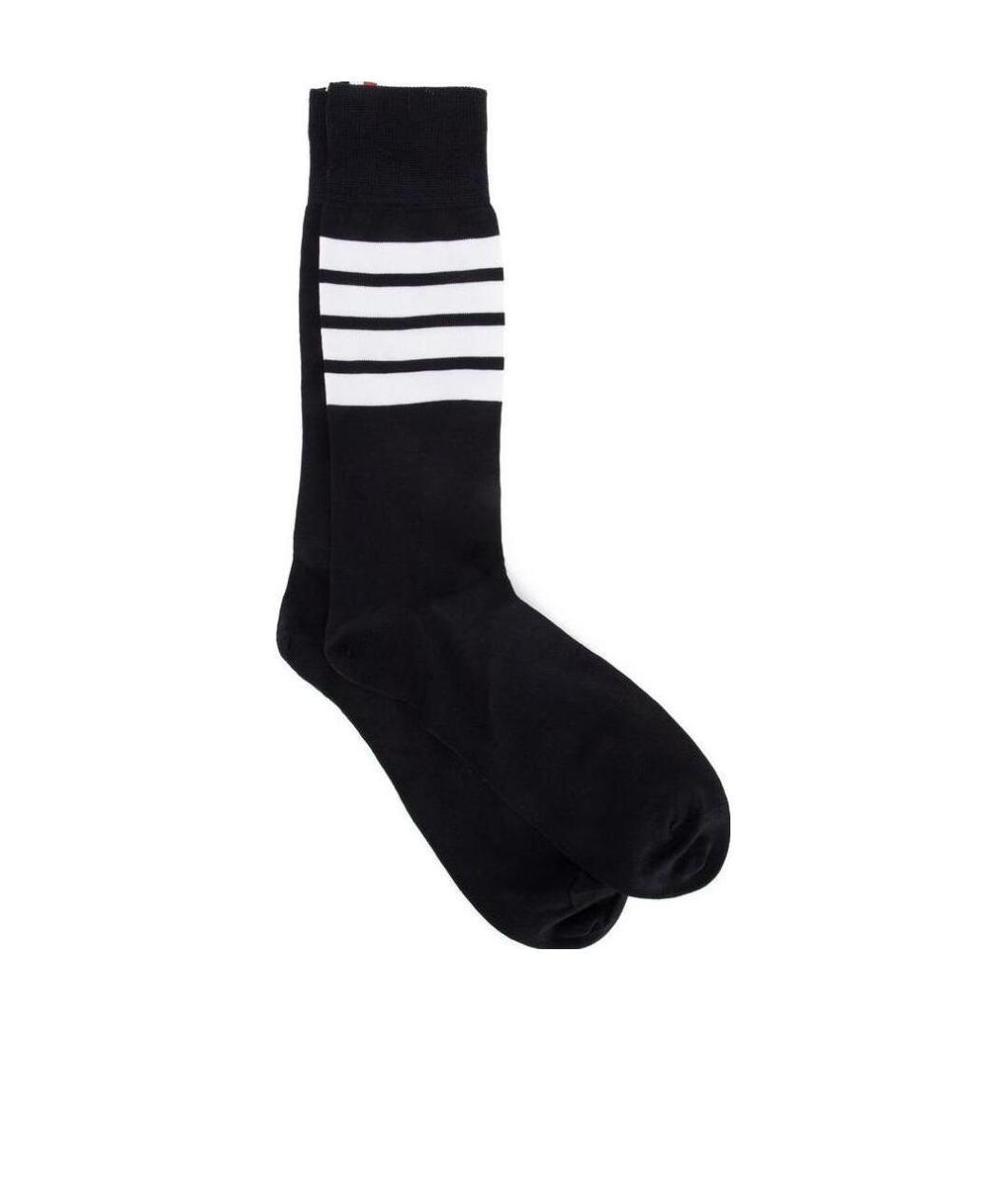 Thom Browne Athletic Mid Calf Socks In Black
