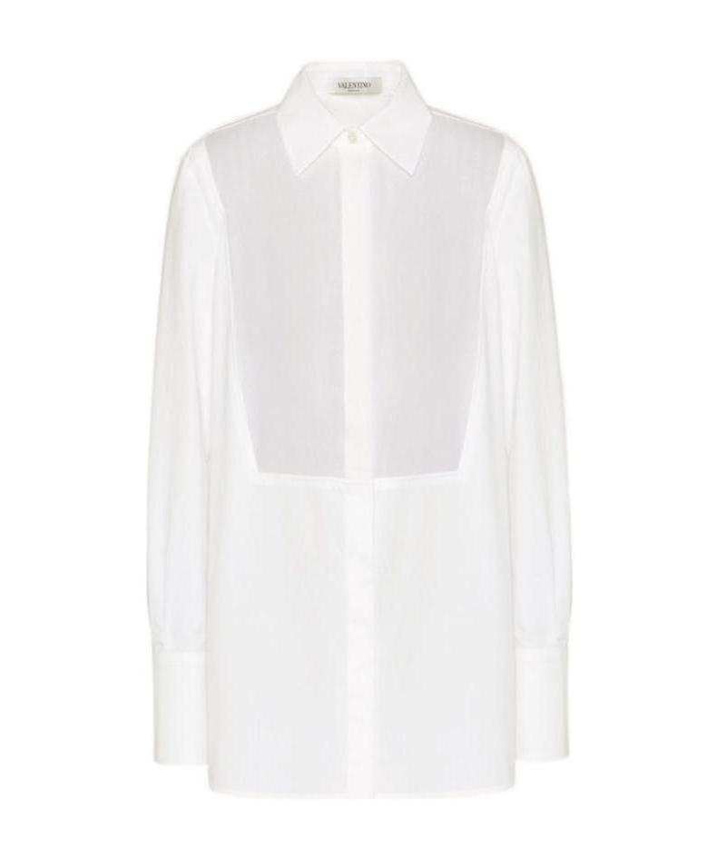 Valentino Long Sleeve Button-down Shirt In White