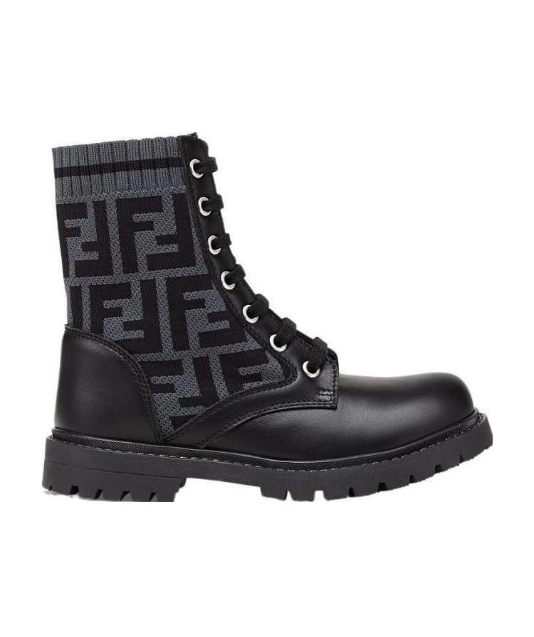 FENDI BLACK LEATHER JUNIOR BIKER BOOTS