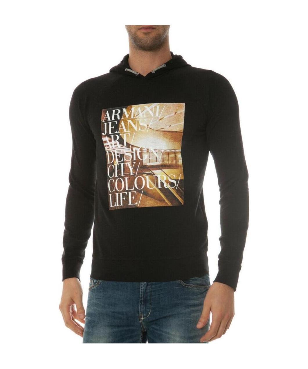 ARMANI JEANS HOODED PRINTED SWEATER