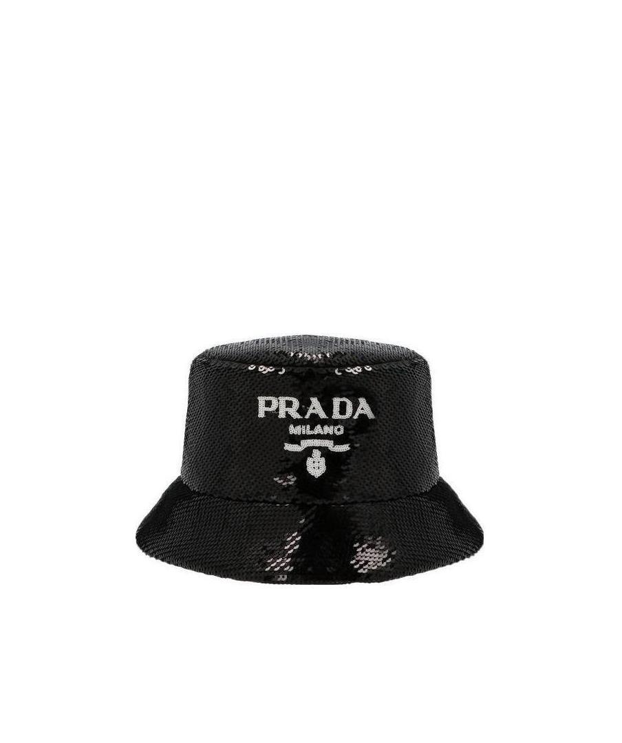 Prada Cappello Da Pescatore In Paillettes Nere Donna In Black