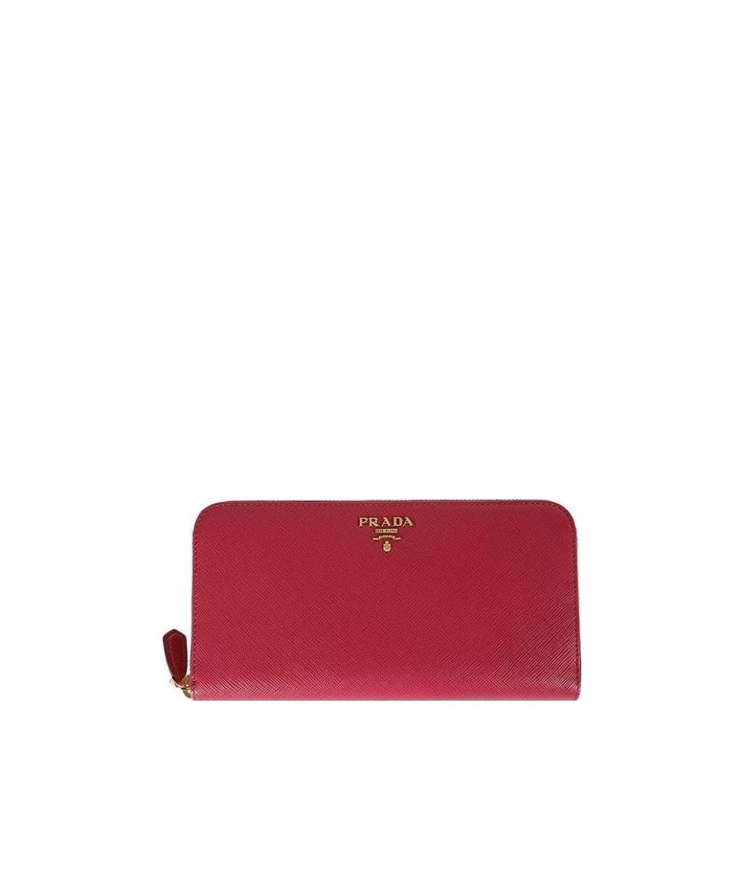 Prada Logo Continental Wallet In Red