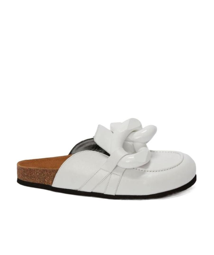 Jw Anderson Shearling Leather Chain Loafer Mules