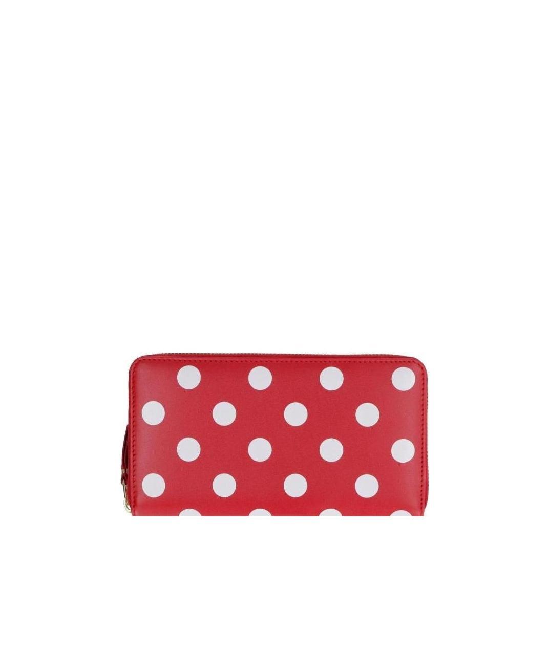 Comme Des Garçons Dots Printed Leather Line Zip Around Accessories In Red