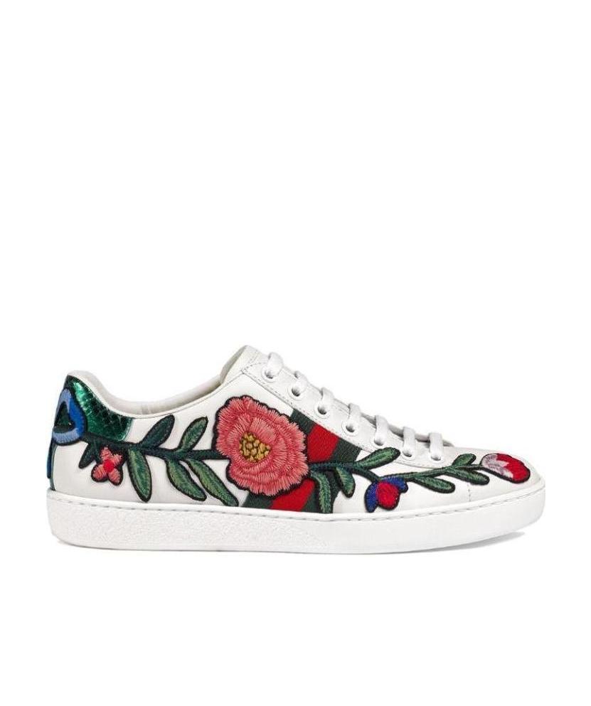 GUCCI ACE FLOWER EMBROIDERY CASUAL SNEAKERS