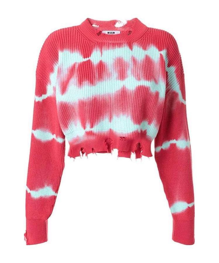 Msgm Imitation Old Knitted Pullover In Red