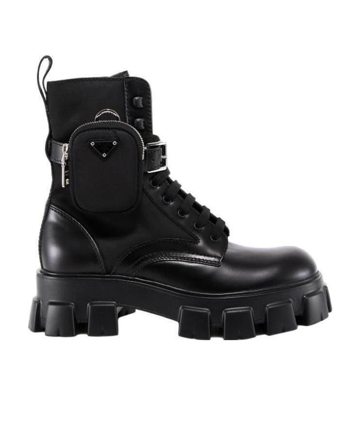 Prada Cai Xukun Also Decorates Small Bags Of Military Style Boots With Ankle Wrapping. In Black