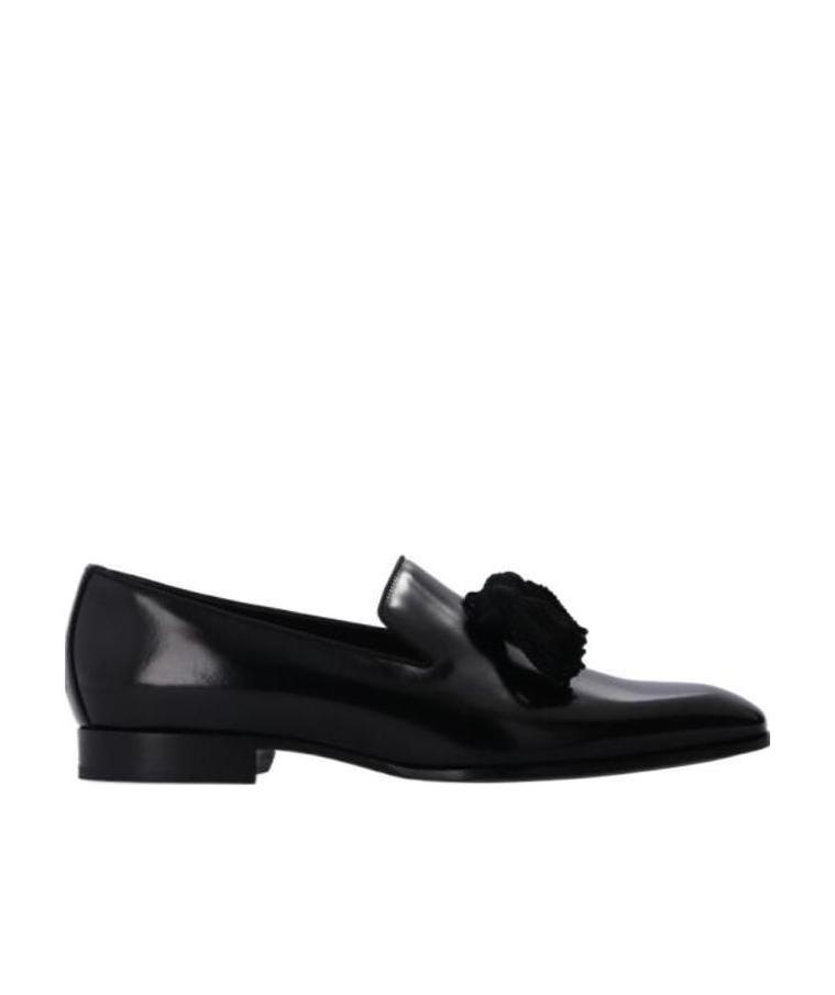Jimmy Choo Foxley Leather Tassel Loafers In Black