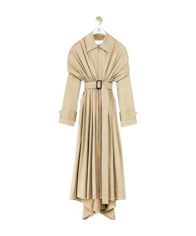 Loewe Buckle Trench Coat In Nude