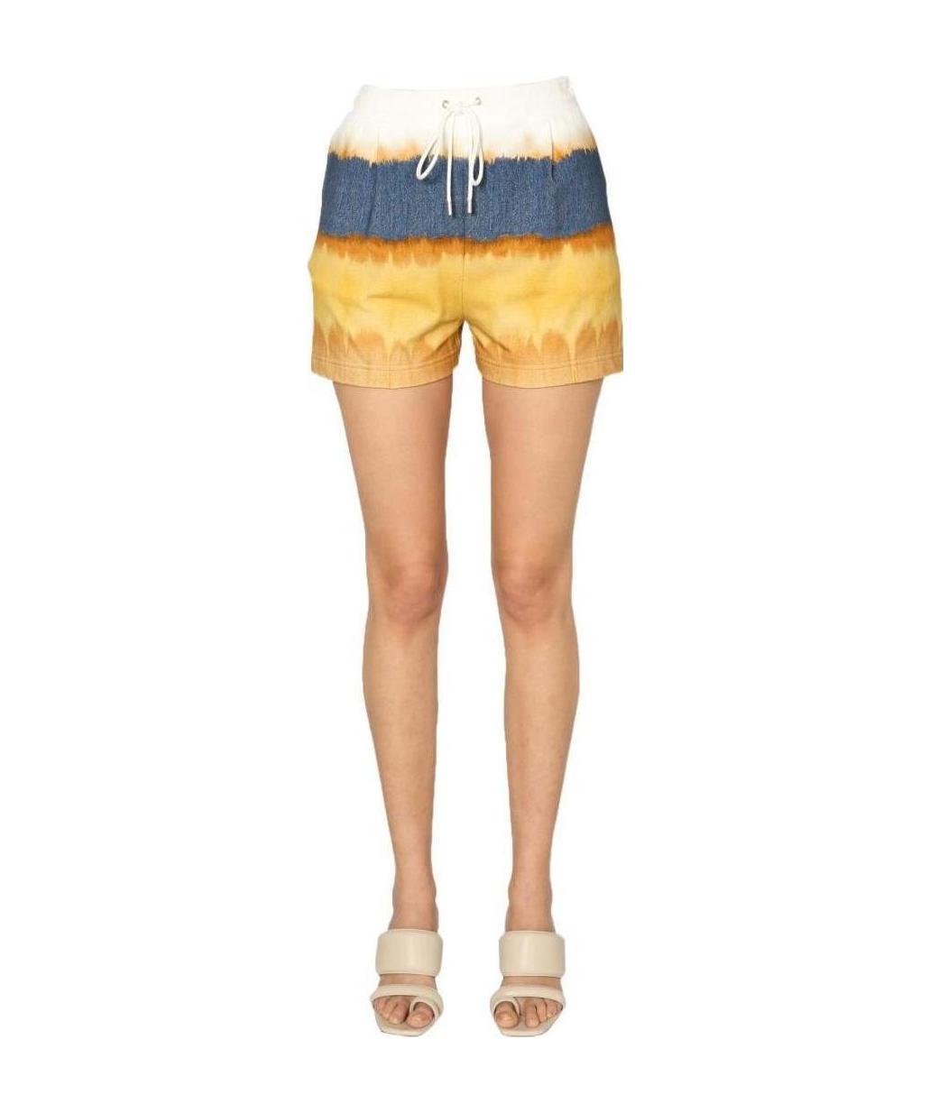 Alberta Ferretti Tie-dye Track Shorts In Nude