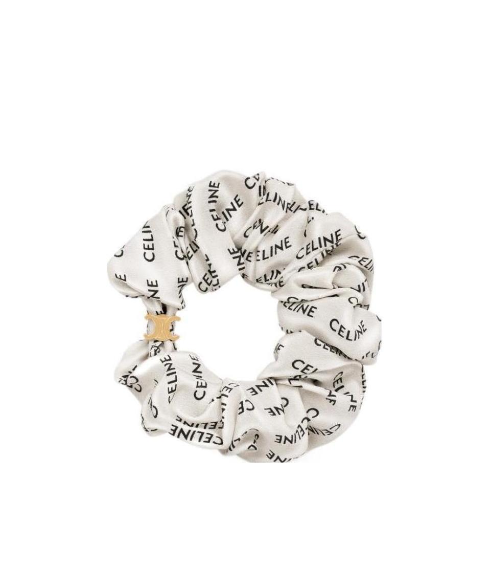 CELINE CELINE SCRUNCHY RAYURE IN SILK AND BRASS WITH GOLD FINISH