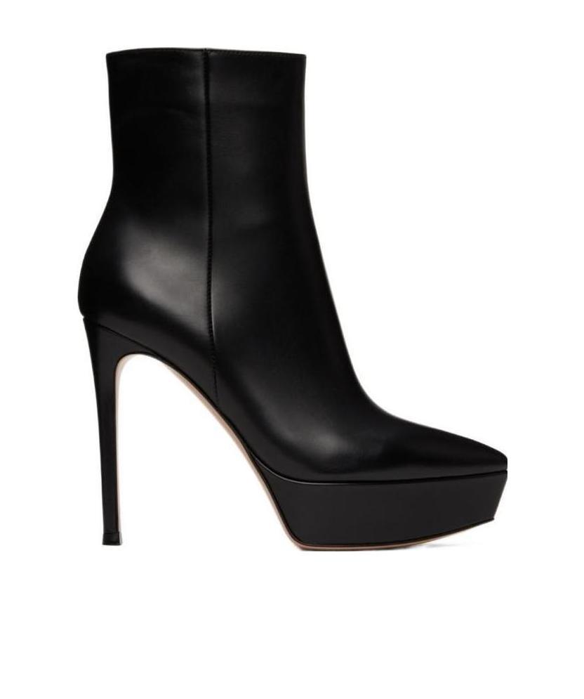 Gianvito Rossi Dasha 85 Leather Platform Ankle Boots In Black