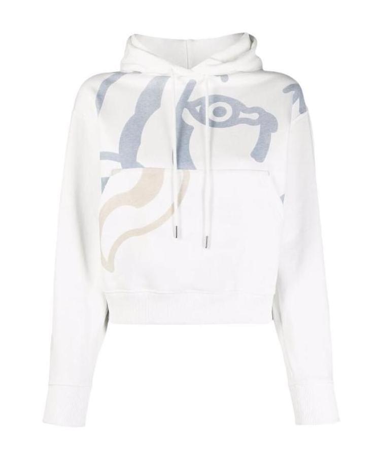 Kenzo K-tiger Cotton Sweatshirt Hoodie In White