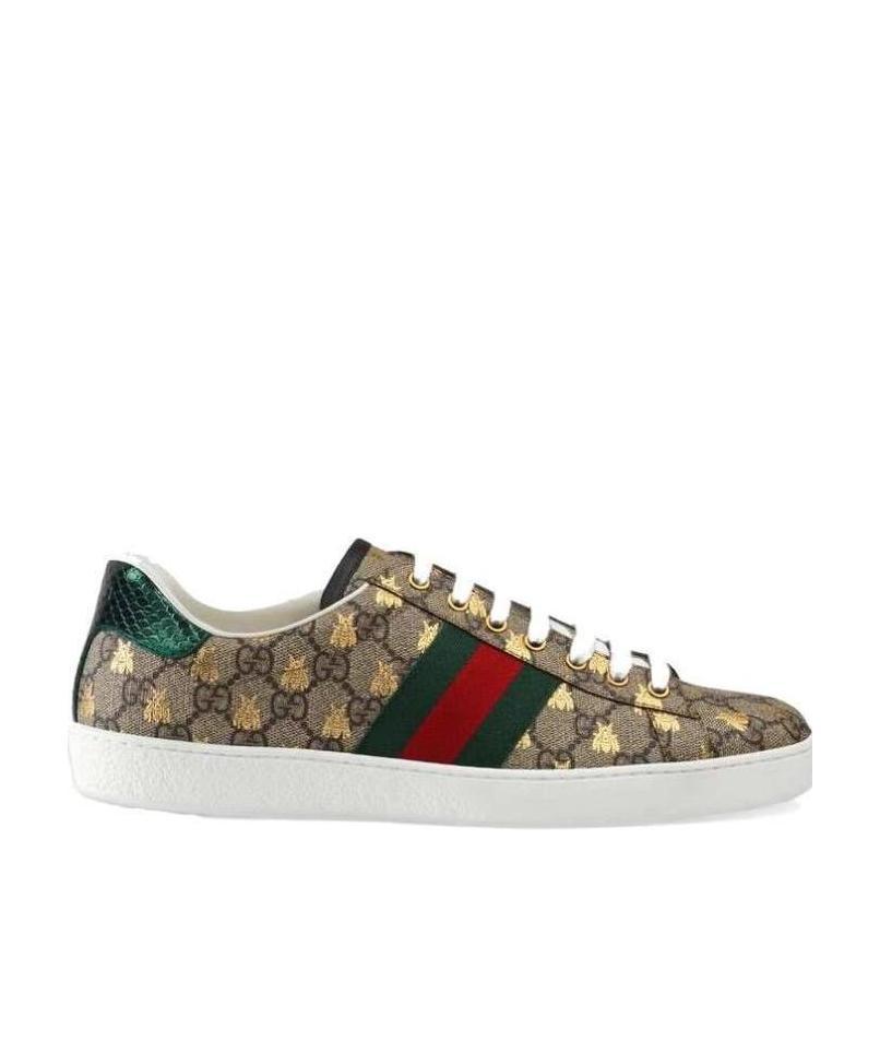 Gucci Ace Gg Supreme Bees Sneaker In Gray