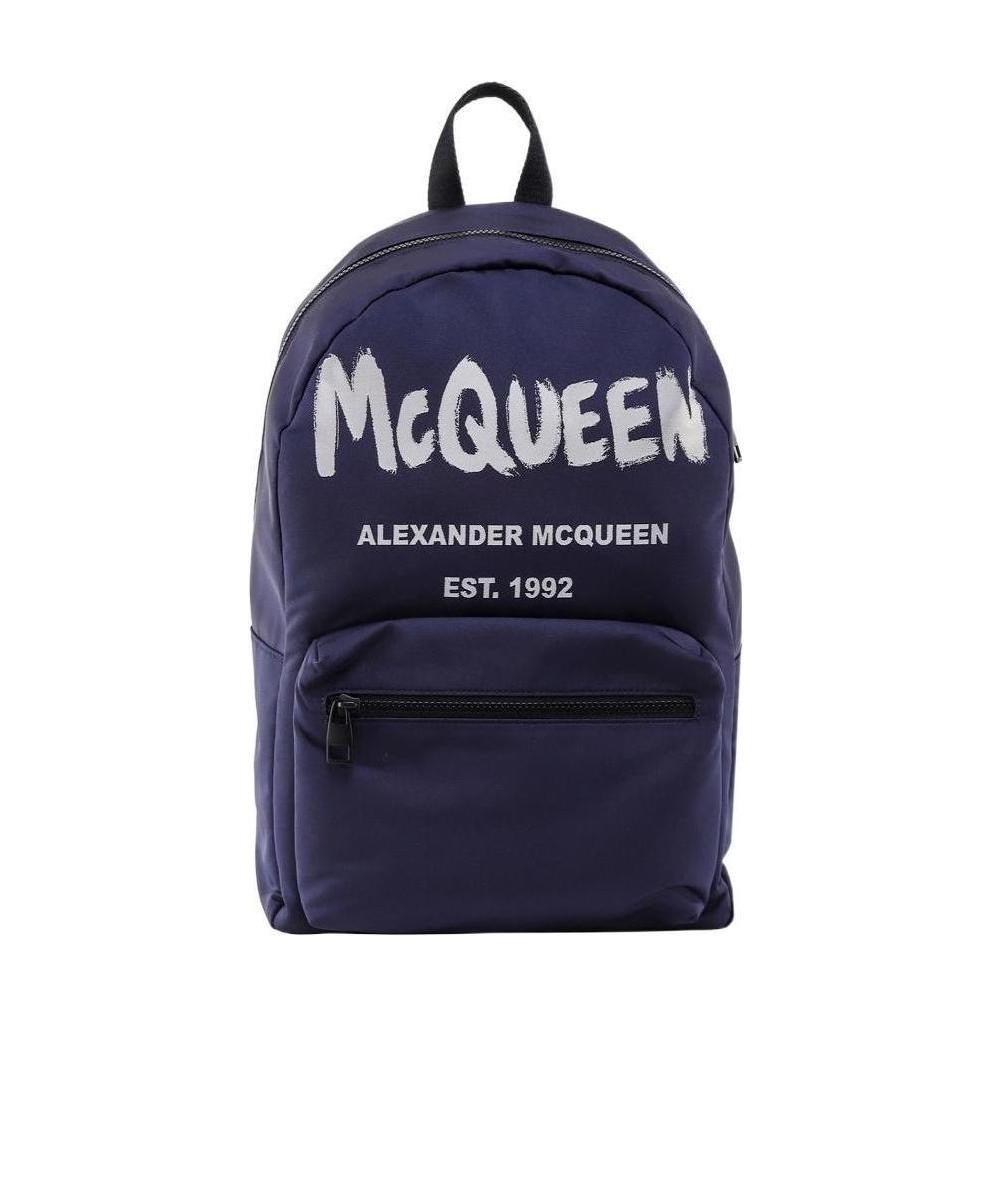 Alexander Mcqueen Shoulder Straps Backpack With Front Zip Pocket In Blue