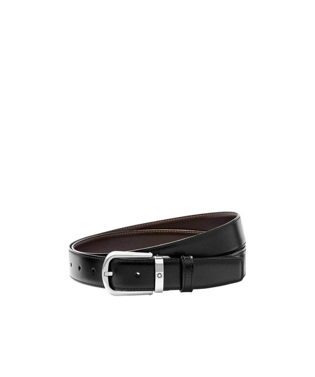 Montblanc Black Horseshoe Buckle Belt In Black