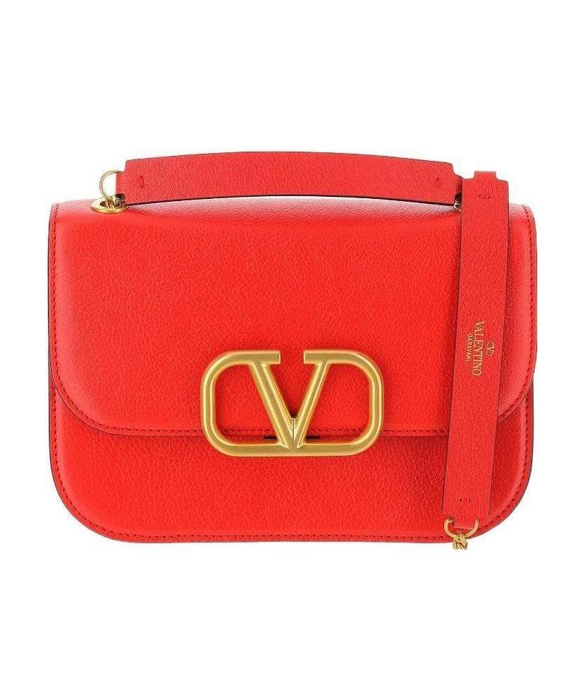 Valentino Cognac Leather Shoulder Bag In Red