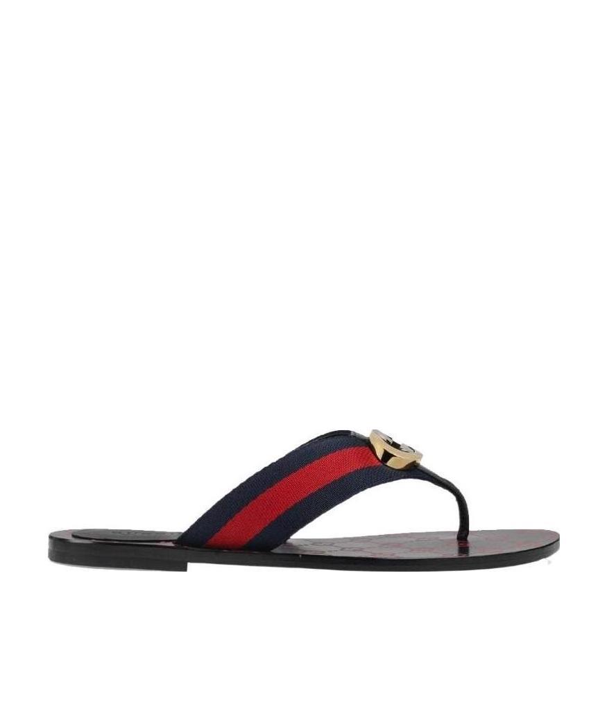 Gucci Gg Belt Web Sandals In Black