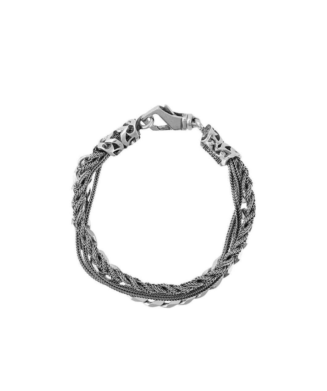 Emanuele Bicocchi Double Braided Bracelet In Gray