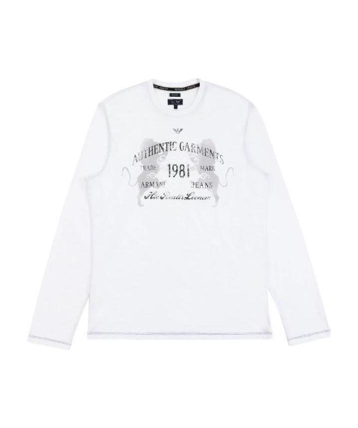 Armani Jeans Logo Details Long-sleeved T-shirt In White