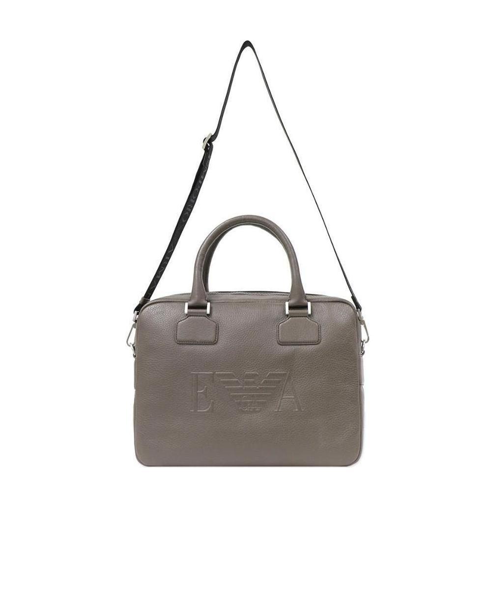 Emporio Armani Logo Details Handbag In Gray