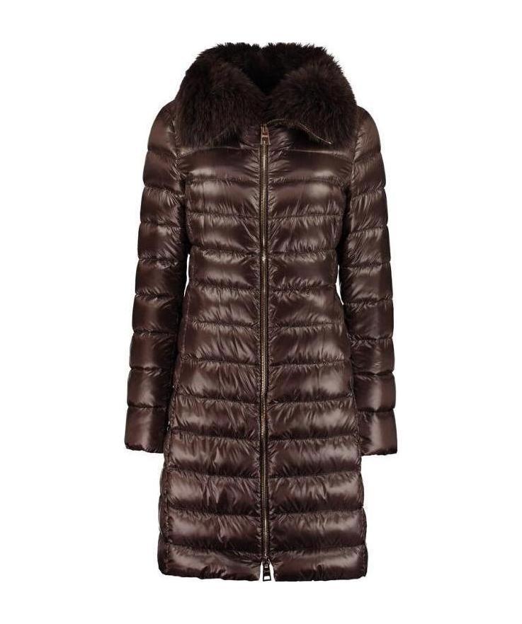 Herno Zippered Long Down Jacket In Brown