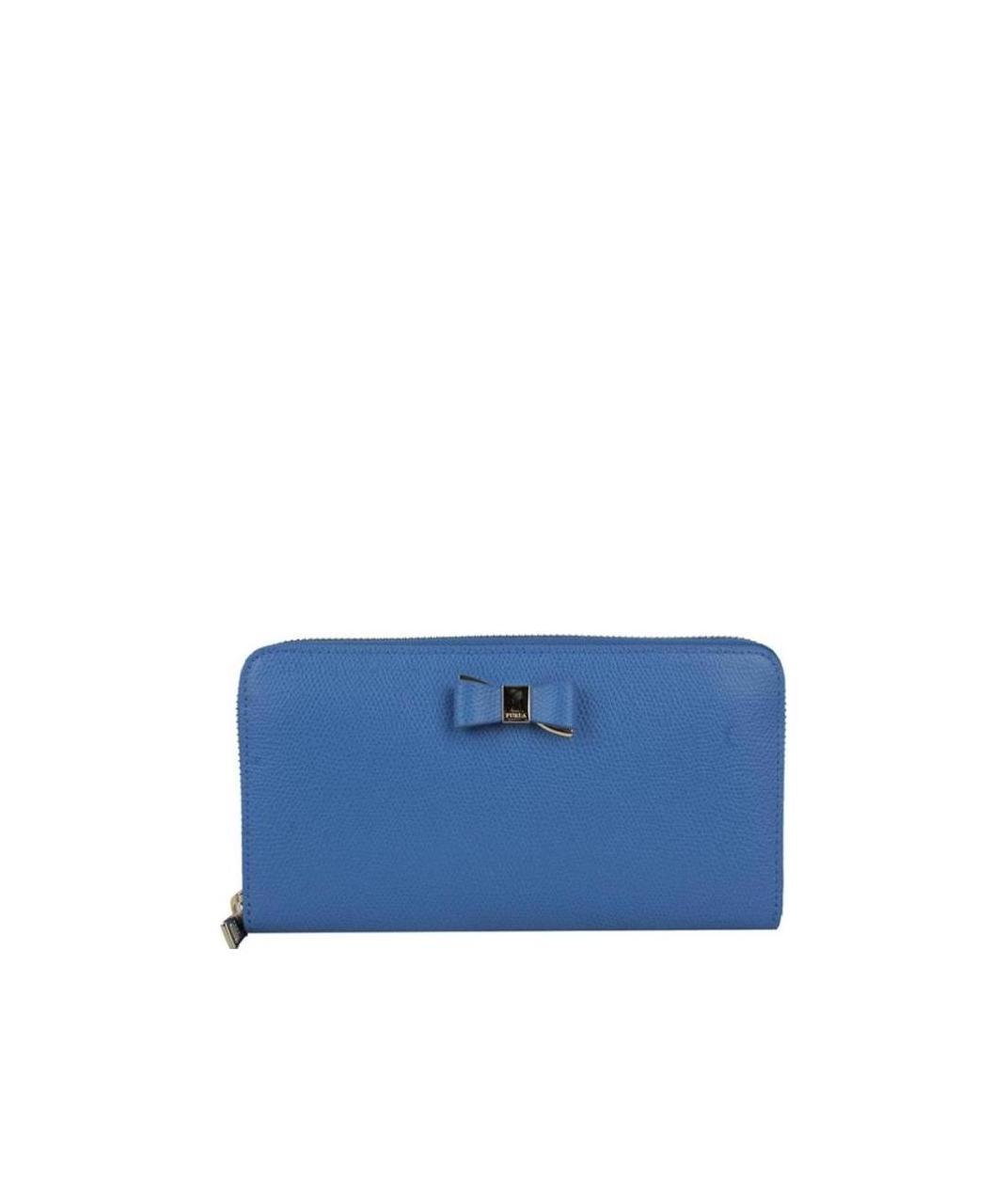 Furla Long Purse With Bow Tie Zipper In Blue