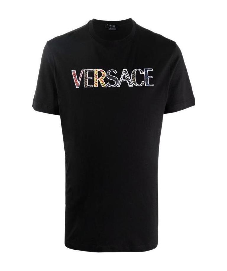 Versace Logo Print T-shirt In Black