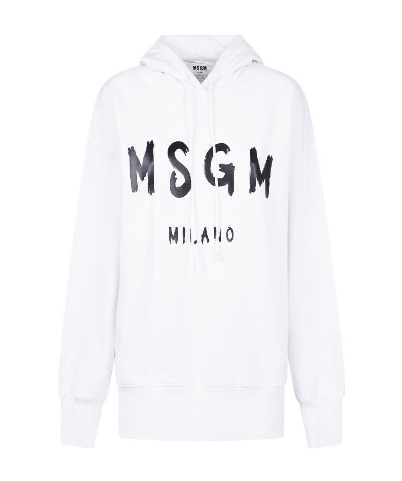 Msgm Logo-print Cotton Hoodie In Black