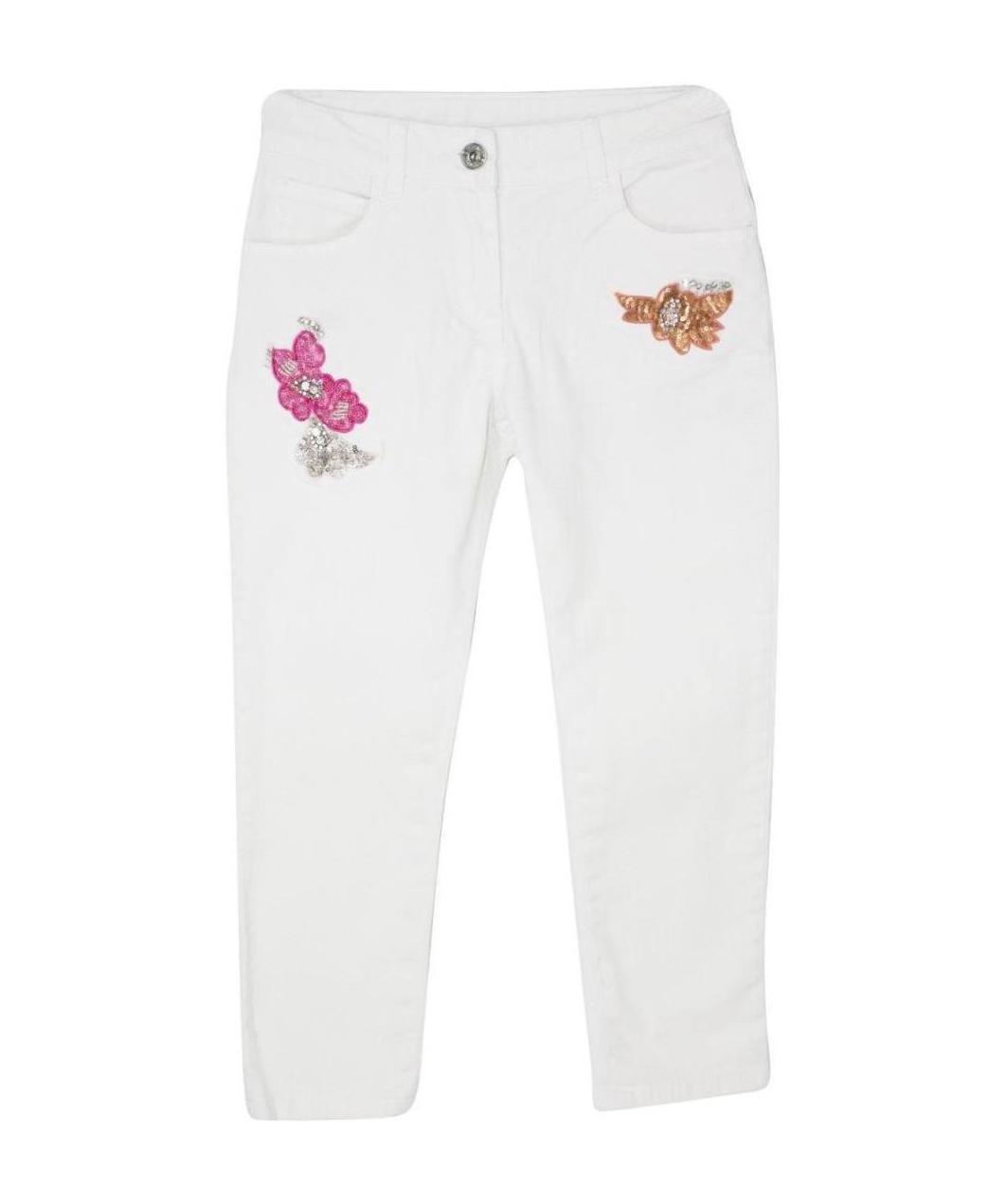 Twinset Twin Set Bambina Pantalone Bianco In Denim Di Cotone In White
