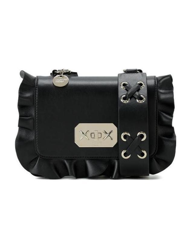 Red Valentino Rock Lotus Leaf Edge Satchel In Black