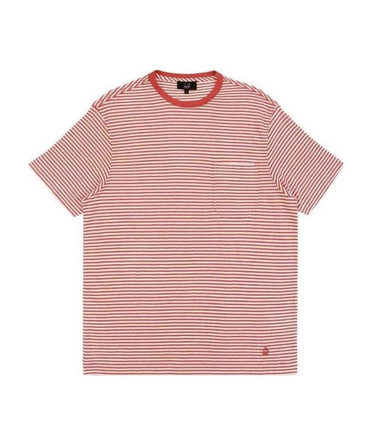DUNHILL ROUND COLLAR STRIPED T-SHIRT 