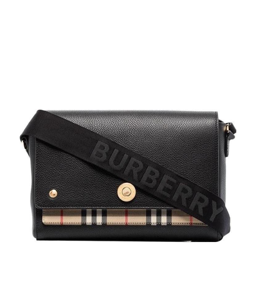 Burberry Note Medium Canvas And Leather Shoulder Bag In Black