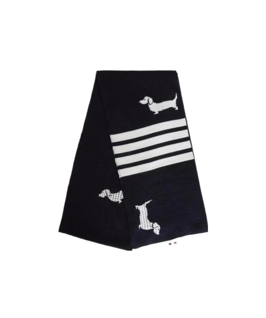 Thom Browne Hector Wool Scarf In Black