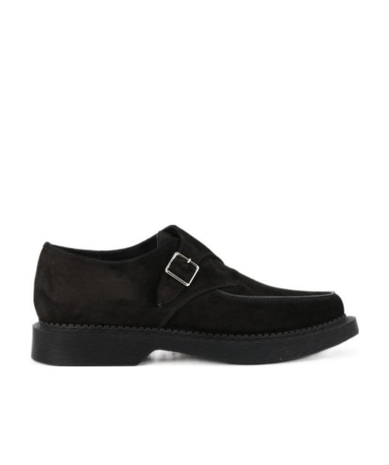 Saint Laurent Buckle-fastening Almond-toe Loafers In Black