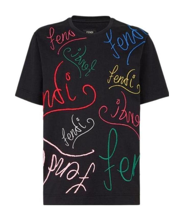 Fendi X Noel Fielding Logo-lettering T-shirt In Black