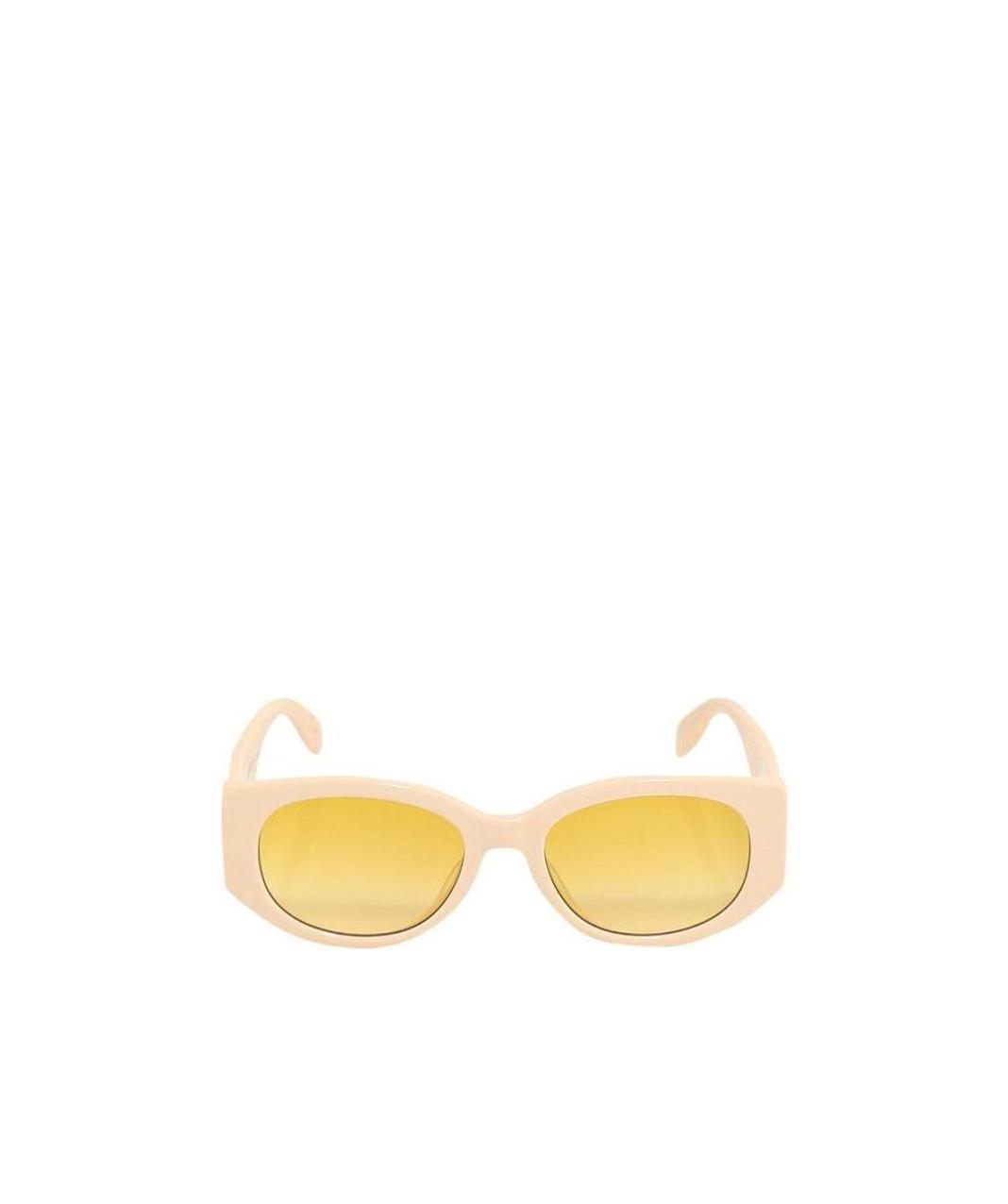 Alexander Mcqueen Oval-frame Logo-print Sunglasses In Yellow
