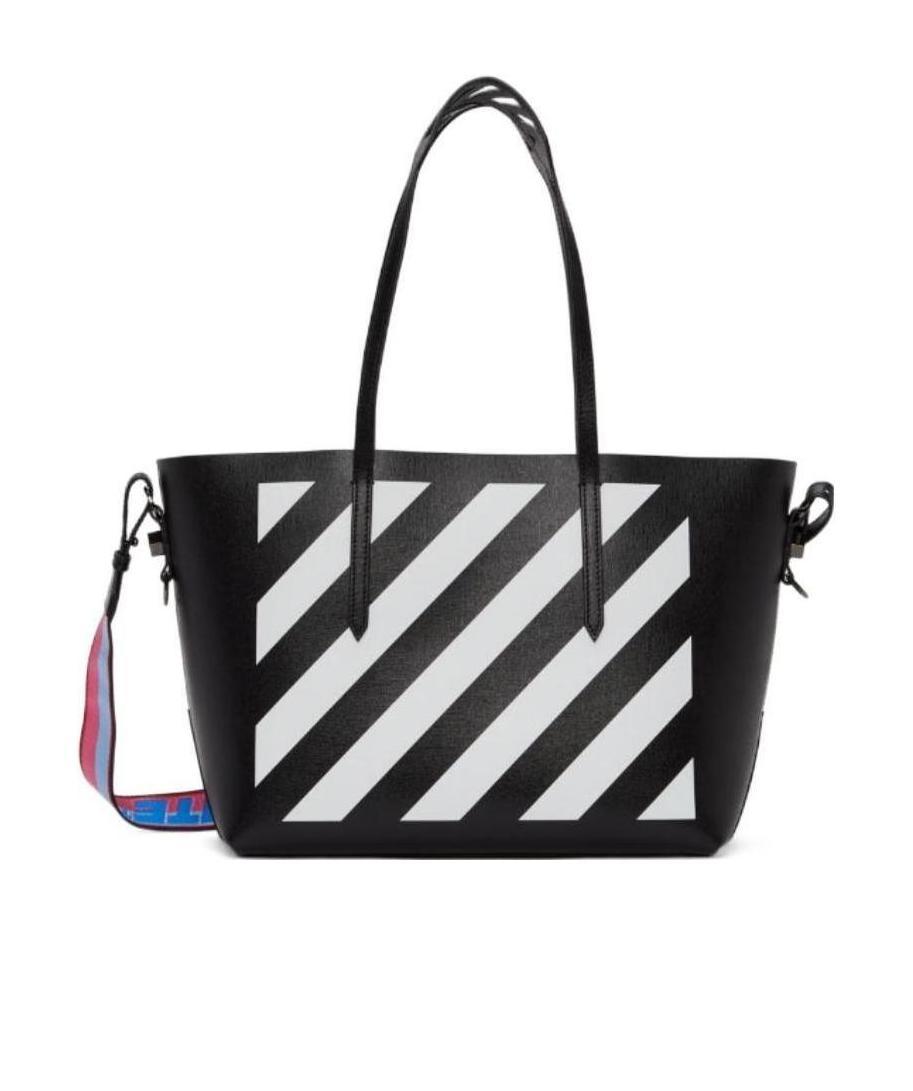 Off-white Logo Stripe Print Handbag In Black