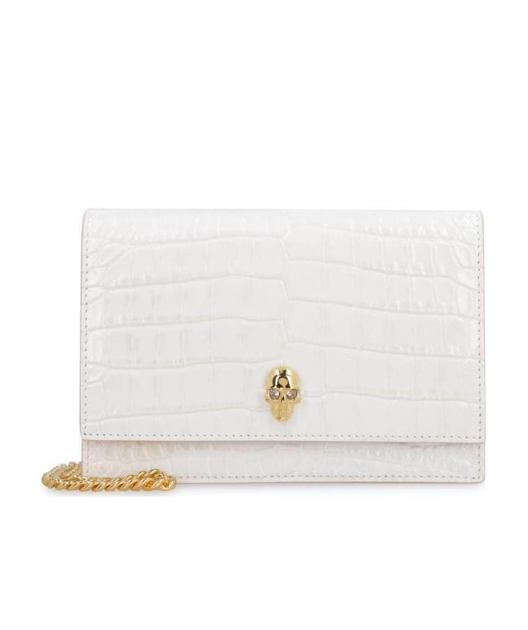 ALEXANDER MCQUEEN SKULL CROCODILE-EFFECT SHOULDER BAG