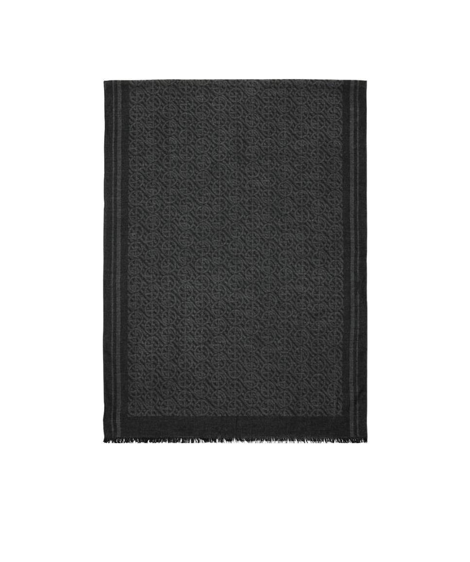 Giorgio Armani Dark Gray Logo Scarf In Black