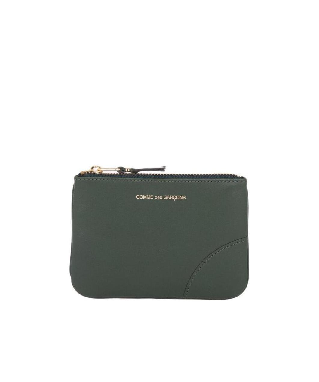 Comme Des Garçons Logo-print Zipped Wallet In Green