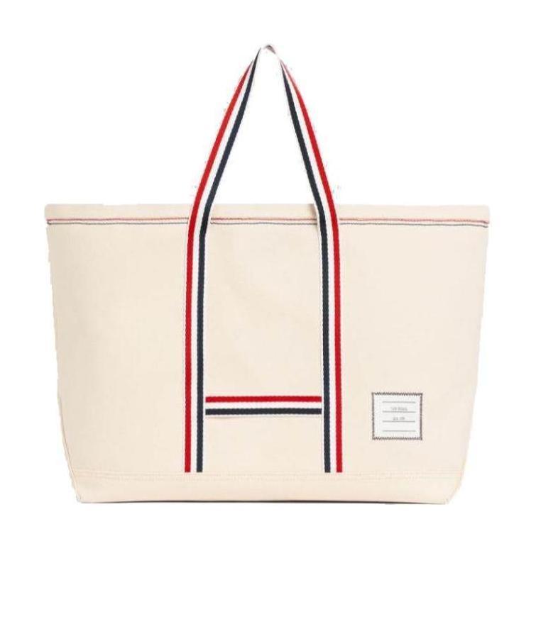 Thom Browne Off White Mens Double Face Canvas Medium Tool Tote Bag In White