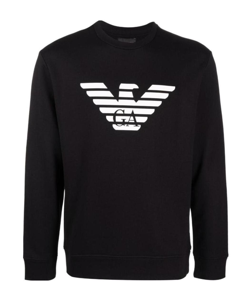 Emporio Armani Cotton Blend Crewneck Sweatshirt In Black