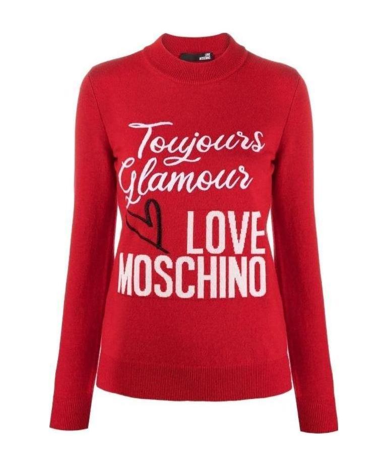 Moschino Logo Knit Jumper In Red