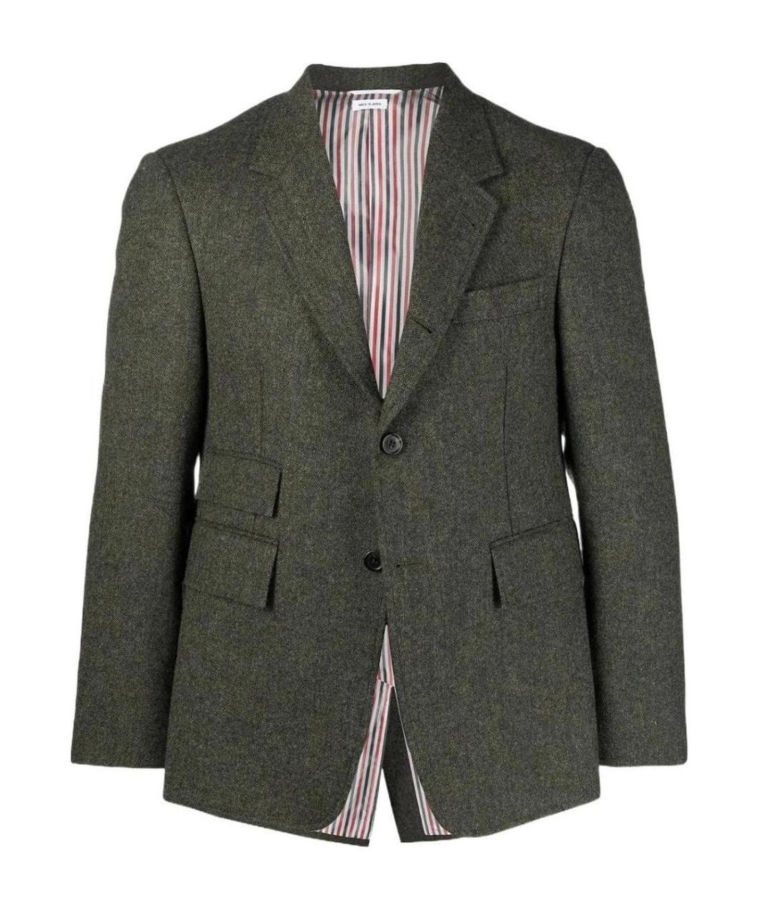 Shop Thom Browne Single-breasted Blazer Jacket In Black