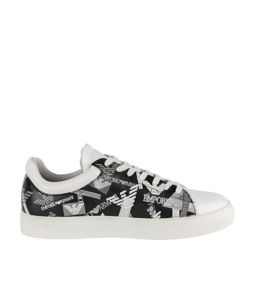 Emporio Armani Logo Strapped Casual Sneakers In White