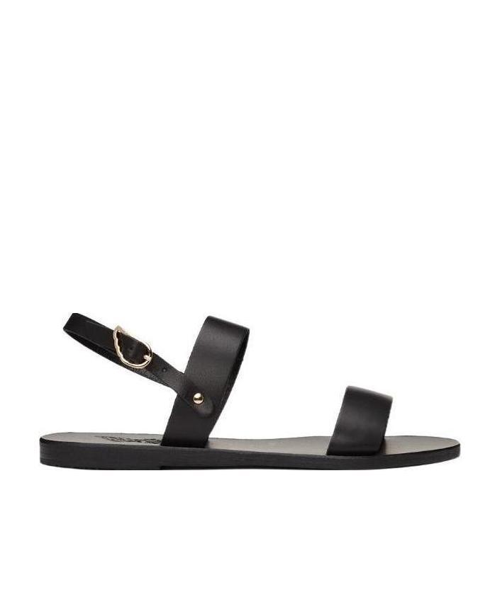 Ancient Greek Sandals Black Leather Clio Sandals